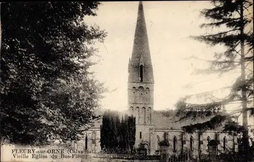 Ak Fleury sur Orne Calvados, Vieille Eglise du Bas Fleury