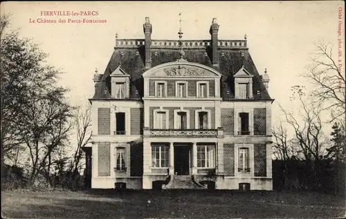 Ak Fierville les Parcs Calvados, Le Chateau des Parcs Fontaines