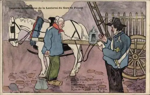 Ak Falaise Calvados, Legende authentique de la Lanterne du Gars de Falaise, Bauer, Soldat