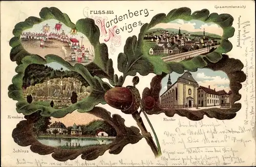 Eichenblatt Litho Hardenberg Neviges Velbert Nordrhein Westfalen, Kreuzberg, Schloss, Kloster