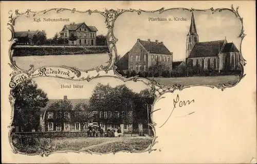 Ak Rütenbrock Haren im Emsland, Kgl. Nebenzollamt, Pfarrhaus, Kirche, Hotel Büter