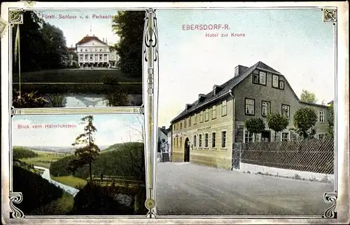Ak Ebersdorf in Thüringen, Fürstl. Schloss, Heinrichstein, Hotel zur Krone