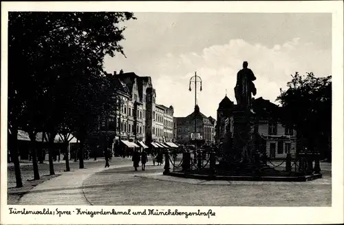 Ak Fürstenwalde an der Spree, Kriegerdenkmal, Münchebergerstraße