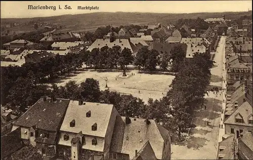 Ak Marienberg in Sachsen, Blick von der Kirche auf den Marktplatz