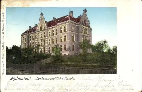 Golden Windows Leuchtfenster Ak Helmstedt in Niedersachsen, Landwirtschaftliche Schule