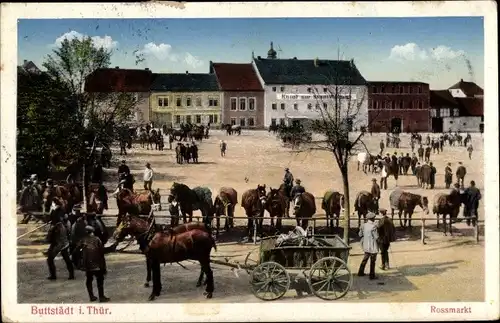 Ak Buttstädt in Thüringen, Rossmarkt, Pferde