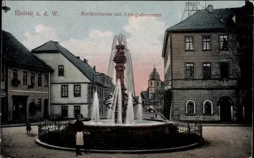 Ak Eisfeld in Thüringen, Marktstraße, Königsbrunnen