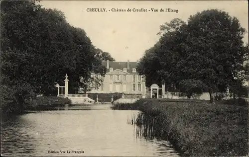 Ak Creully Calvados, Château de Creullet, vue de l' Etang