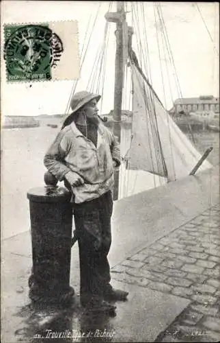 Ak Trouville Calvados, Type de Pecheur