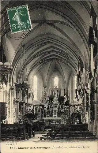 Ak Magny la Campagne Calvados, Interieur de l'Eglise