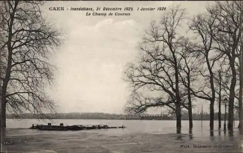 Ak Caen Calvados, Inondations 1925, Le Champ de Courses