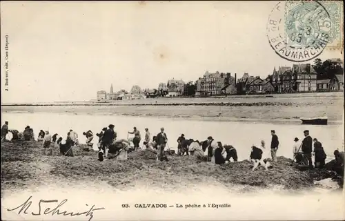 Ak Calvados Frankreich, La peche a l'Equille
