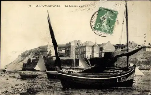 Ak Arromanches Calvados, La Grande Cale