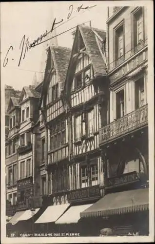 Ak Caen Calvados, Maisons Rue Saint Pierre