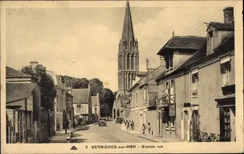 Ak Bernières sur Mer Calvados, Grande Rue