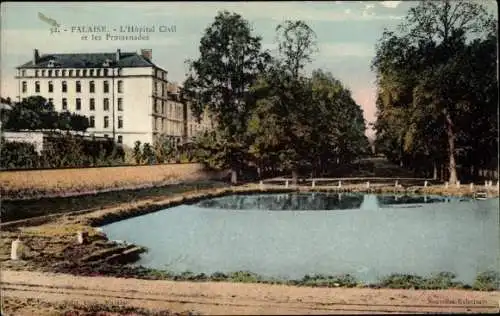 Ak Falaise Calvados, L'Hopital Civil, Les Promenades