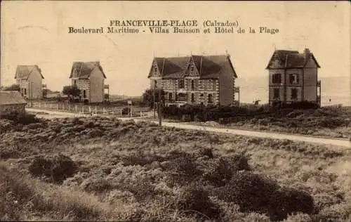 Ak Franceville Plage Calvados, Boulevard Maritime, Villas Buisson et Hotel de la Plage