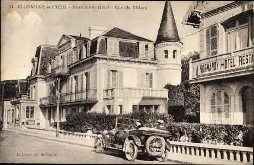 Ak Blonville sur Mer Calvados, Normandy Hotel, Rue de Villers, Auto