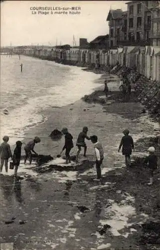 Ak Courseulles sur Mer Calvados, La Plage a maree haute