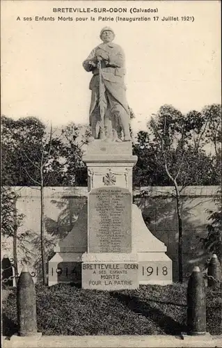 Ak Bretteville sur Odon Calvados, Monument, A ses Enfants Morts pour la Patrie