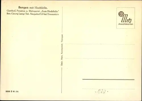 Ak Bergen im Chiemgau Oberbayern, Gasthaus Zum Hochfelln von Georg Lang