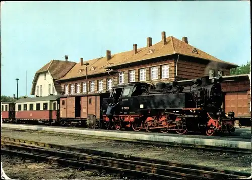 Ak Ostseebad Kühlungsborn, Dampflokomotive, Bäderbahn Molli im Bahnhof West