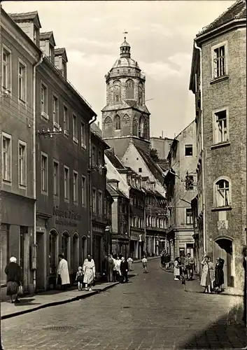 Ak Meißen an der Elbe, Fleischergasse mit Frauenkirche