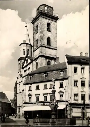 Ak Zittau in der Oberlausitz, Rolandbrunnen mit Johanniskirche