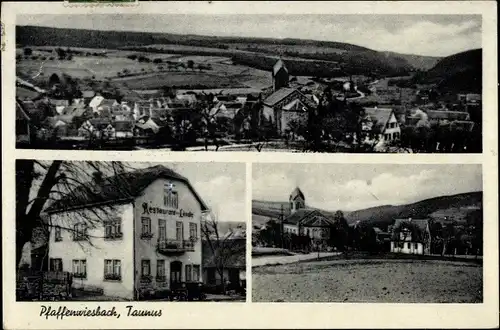 Ak Pfaffenwiesbach Wehrheim im Taunus Hessen, Gesamtansicht, Gasthaus z. Linde