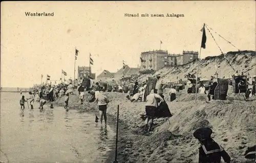 Ak Westerland Insel Sylt, Blick auf den Strand mit neuen Anlagen