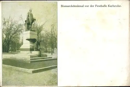Ak Karlsruhe in Baden, Bismarckdenkmal v. d. Festhalle