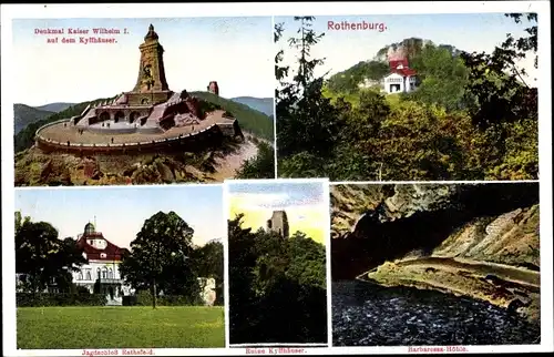 Ak Bad Frankenhausen, Kyffhäuser, Denkmal Kaiser Wilhelm I., Jagdschlos, Rothenburg