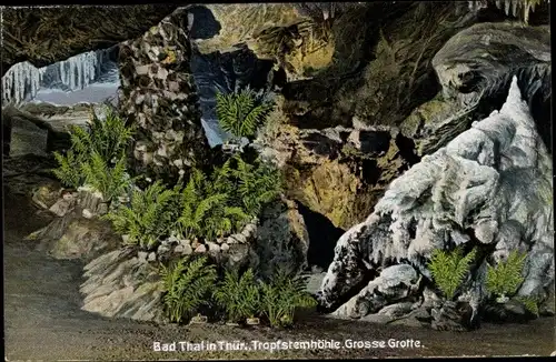 Ak Thal Ruhla im Wartburgkreis Thüringen, Tropfsteinhöhle, Große Grotte