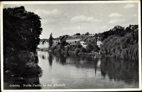 Ak Görlitz in der Lausitz, Blick auf die Neiße, Altstadt, Stadtansicht