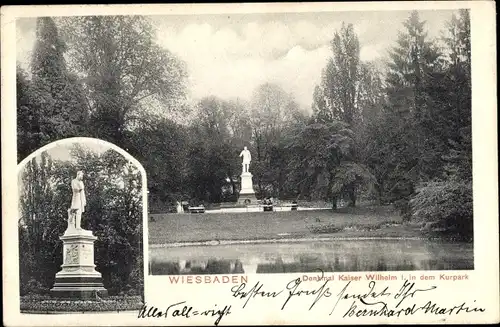 Ak Wiesbaden in Hessen, Denkmal kaiser Wilhelm I. in dem Kurpark