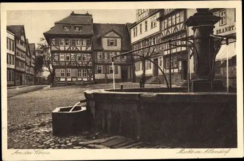 Ak Bad Sooden Allendorf in Hessen, Markt, Brunnen, Fachwerk