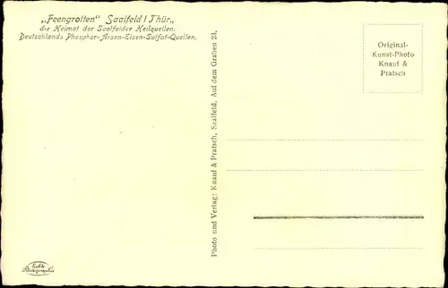 Ak Saalfeld an der Saale Thüringen, "Feengrotten" Saalfelder Heilquellen
