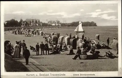 Ak Ostseebad Travemünde Lübeck, Strandpromenade, Strandleben