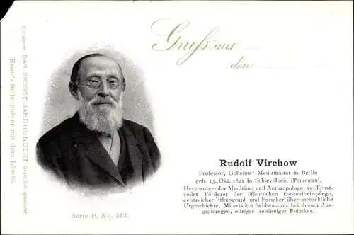 Ak Rudolf Virchow, Professor, Geheimer Medizinalrat in Berlin, Portrait