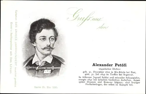 Ak Ungarischer Dichter, Alexander Petöfi, Portrait