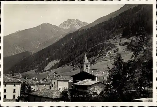 Ak Bourg-St-Pierre Kanton Wallis Valais, Ortsansicht, Bergpanorama