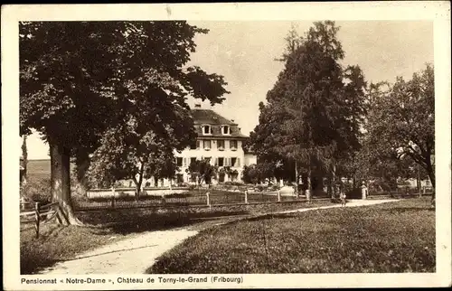 Ak Torny-le-Grand Kanton Freiburg, Pensionnat Notre Dame, Château