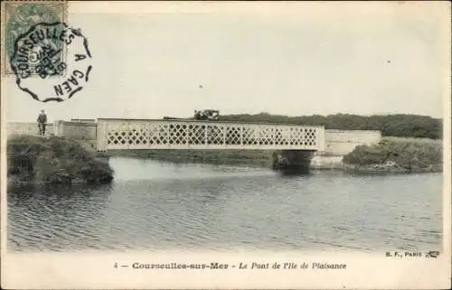 Ak Courseulles Calvados, la Pont de l'Ile de Plaisance