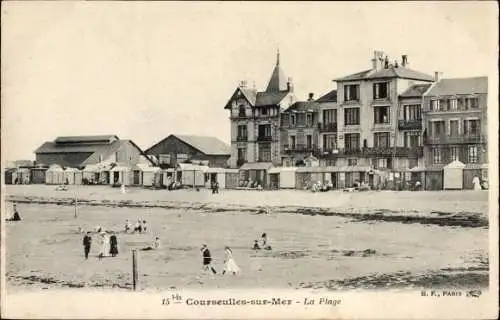 Ak Courseulles Calvados, la Plage, Strandvillen