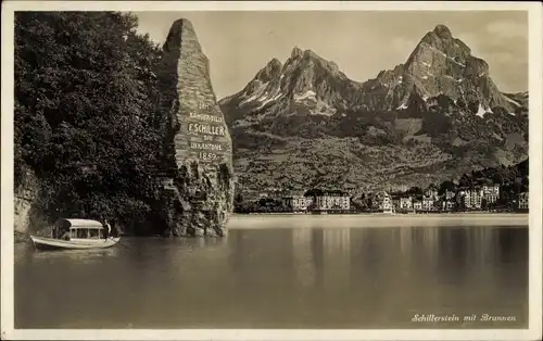 Ak Brunnen Kt Schwyz, Schillerstein