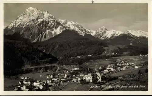 Ak Scuol Schuls Kt. Graubünden Schweiz, Gesamtansicht, Piz Pisoc, Piz Nair