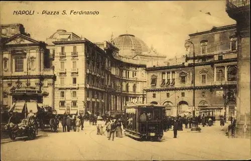 Ak Napoli Neapel Campania, Piazza San Fernandino, Straßenbahn