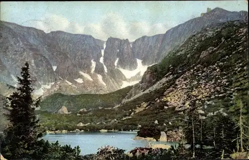 Ak Śnieżne Kotły Schneegrube Riesengebirge Schlesien, Blick über den Grubenteich