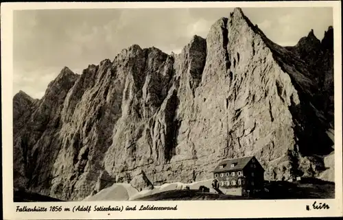 Ak Hinterriß Vomp Tirol Österreich, Falkenhütte und Lalidererwand, Adolf Sotierhaus