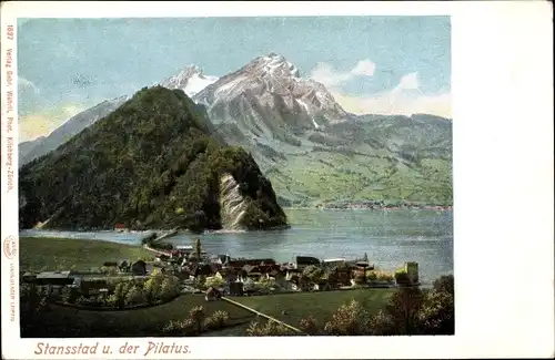 Ak Stansstad Kanton Nidwalden, Panorama mit See und Pilatus